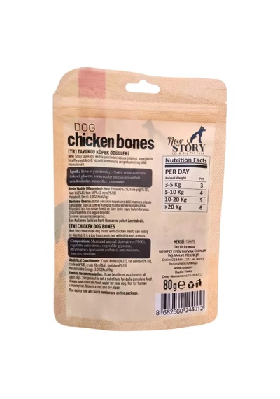 Dog Chicken Bones 3x80gr. Tavuklu, Köpek Ödül Maması