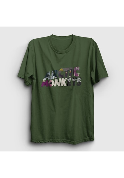 Presmono Unisex Mask Arctic Monkeys T-shirt Haki