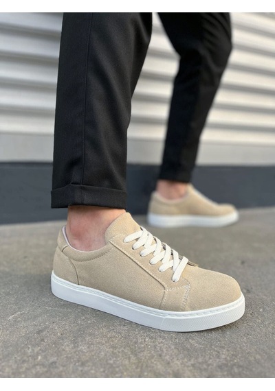 Aymood Jy165 Elite Bağcıklı Süet Erkek Günlük Sneaker Ayakkabı Sbt - Krem