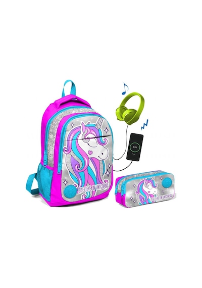 Coral High Pembe Unicorn Baskılı Okul Çanta Seti - Kız Çocuk
