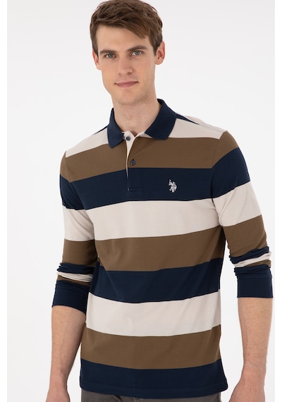 U.S. Polo Assn. Erkek Regular Fit Polo Yaka Haki Sweatshirt 50293428-VR027