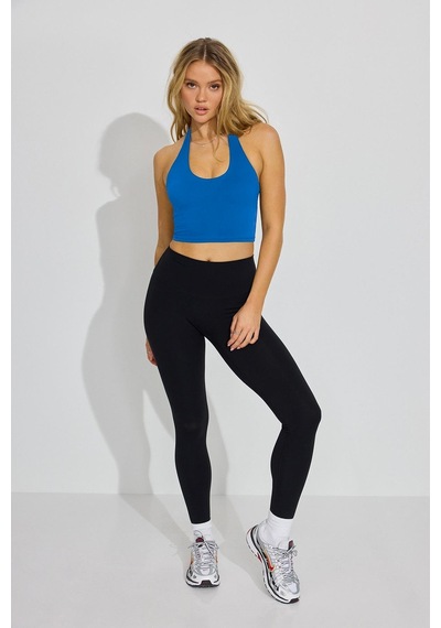 Madmext Mavi Halter Yaka Boyun Askılı Crop Top Mg2456 Mavi