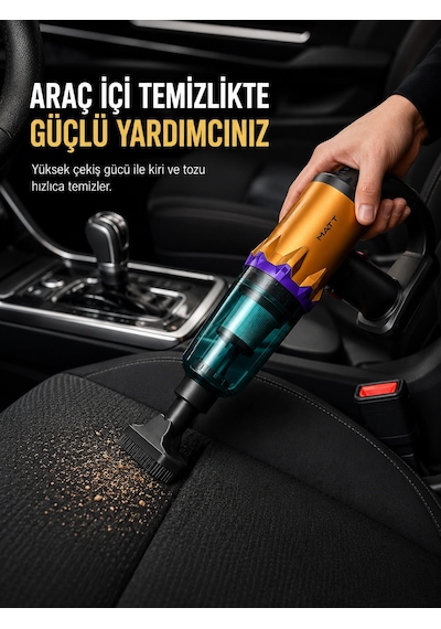 Zenvia Araç İçi Temizlik İçin Şarjlı El Süpürgesi Çok Başlıklı Pratik Temizlik Cihazı Znv2026
