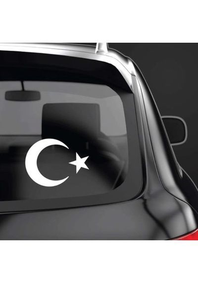 Türk Bayrağı Ay Yıldız Sticker - Araba Oto Motosiklet Karavan Sticker - 00323 25x18 Cm