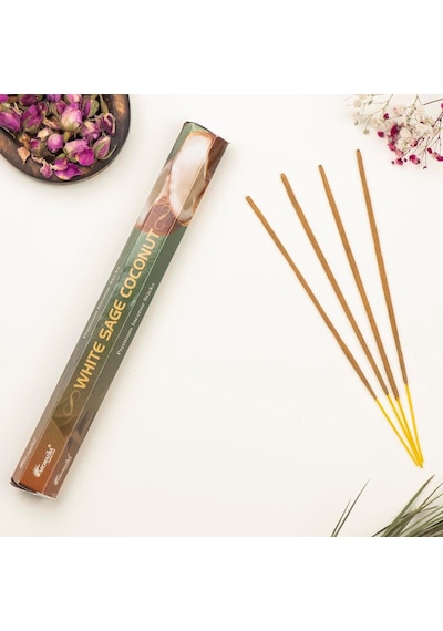 Aromatika Beyaz Adaçayı & Hindistan Cevizi Aromalı Premium Çubuk Tütsü