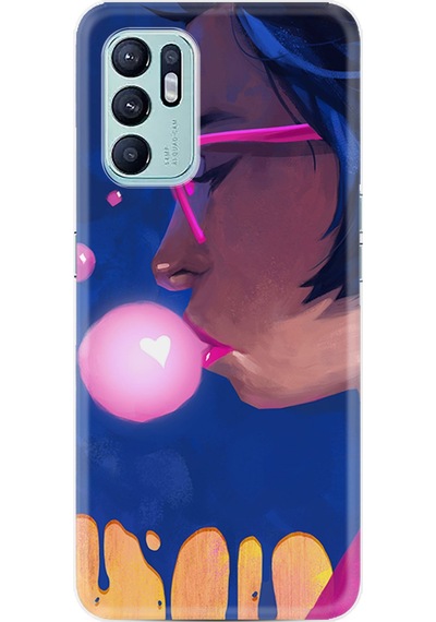Oppo Reno 6 Kılıf Silikon Desen Özel Seri Sakız ve Kız 1767
