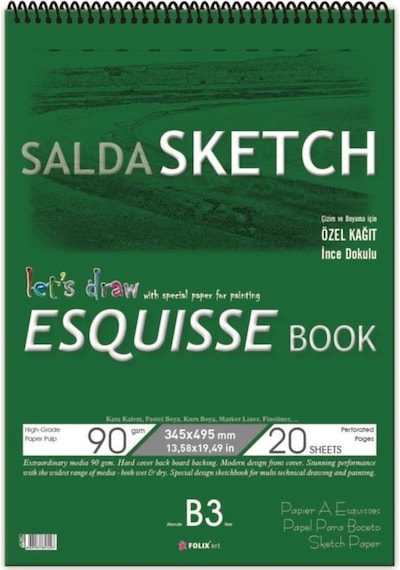 Folix Sketchbook B3 Salda 34.5 X 49.5 Spiralli 90 Gr. 20 Yaprak N11.1422