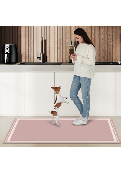Dijital Kaymaz Yıkanabilir Mutfak Banyo Salon Paspas Halısı Trend Modern Al4007 Pembe