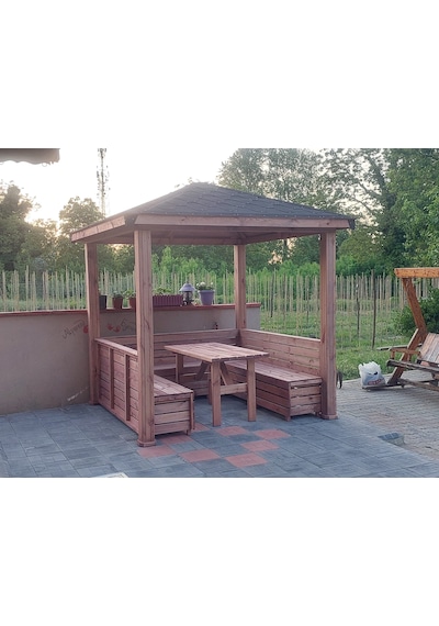 Maun Ahşap Kamelya Pergola Bahçe Oturma Alanı
