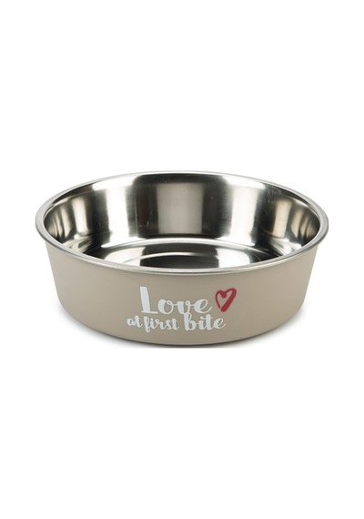 Beeztees Köpek Mama Su Kabı, Paslanmaz Çelik, Gri, 14cm, 450ml