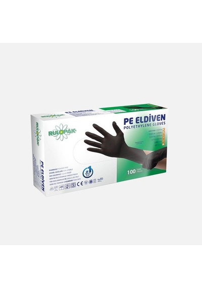 Rulopak Pe 100'lü Large Temizlik Eldiveni Siyah