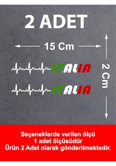 Kalp Ritimli Italy Yazı Sticker - Araba Oto Motosiklet Cam Sticker - 00078 15 Cm