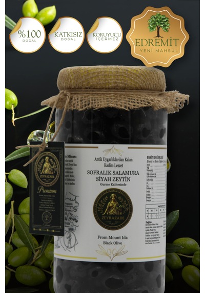 Zeyrazade Doğal Sofralık Salamura Siyah Zeytin-1000g