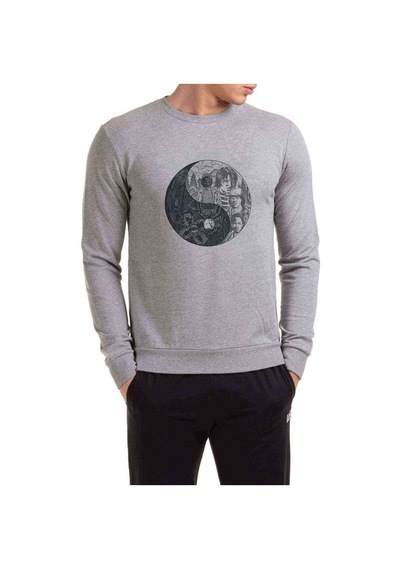 Stranger Things Ying Yang Upside Down Baskılı Gri Erkek Sweat