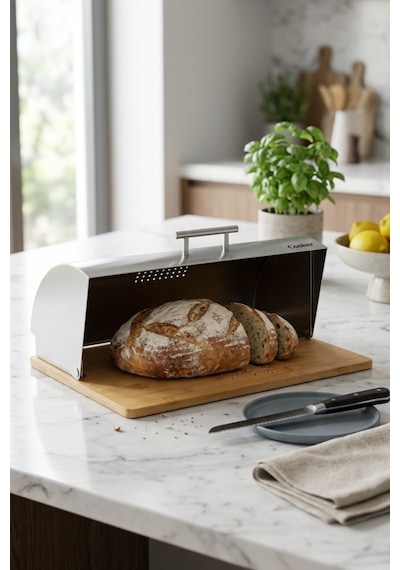 Cooker Silvora Metal Kapaklı Bambu Tabanlı Ekmek Kutusu Ckr4542 Çok Renkli