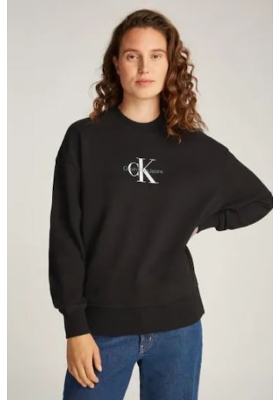 Calvin Klein Kadın Logolu Sweatshirt - Siyah Siyah