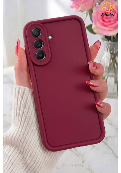 Fibaks Galaxy A57 Uyumlu Kılıf Kamera Korumalı Yumuşak Dokulu Darbe Emici Bordo Silikon Kapak