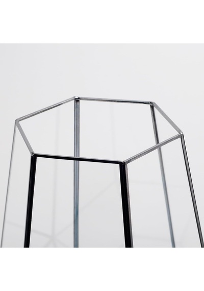 34x26x26cm Siyah Geometrik Teraryum Cam Fanus Mumluk Yapımı Dekoratif Diğer