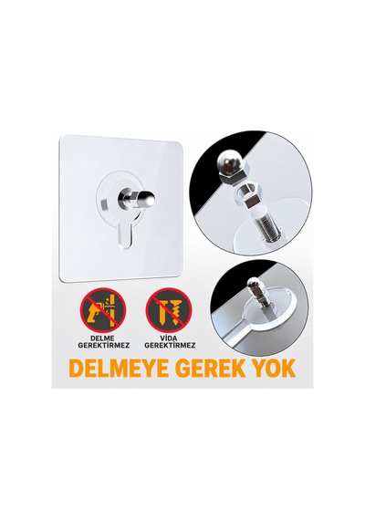 Vıvaluxe Şeffaf Yapışkanlı Duvar Askısı 4'lü Set