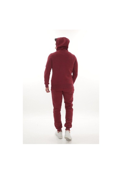 Kanguru Cepli Kapüşonlu 3 Iplik Kışlık Sweat Takım Bordo