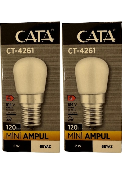 Cata Ct-4261 2w 6500k Beyaz Işık E14 Duylu Mini Led Ampul 2 Adet