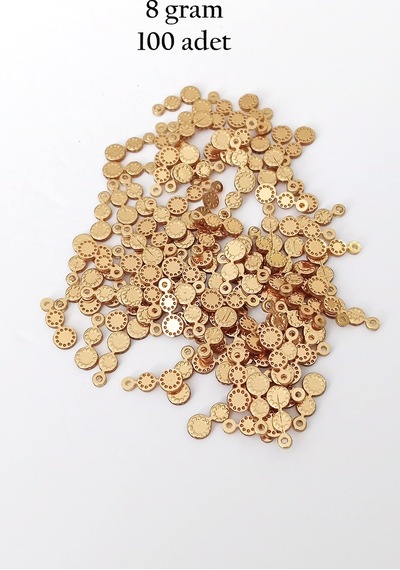 Oya Abiye Bileklik Kolye Pleksi Metalik Plastik Pul Altın Renk 8 Gram 100 Adet - Bnc498 Çok Renkli