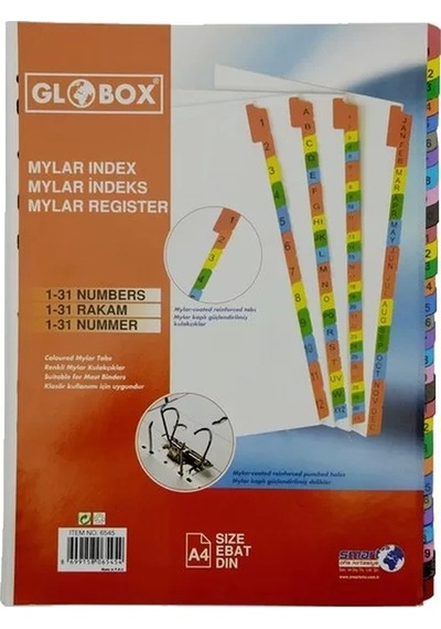 Globox 6545 Mylar Karton Ayraç A4 1-31 Rakam