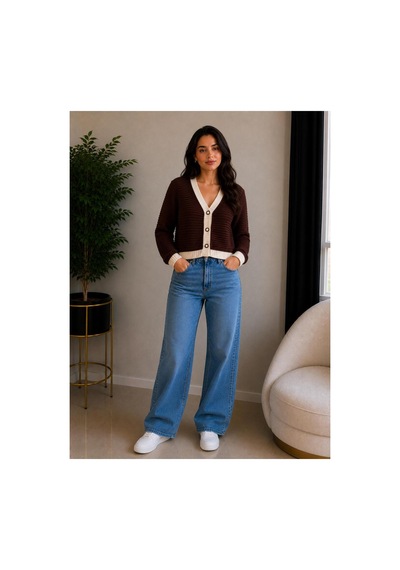 Hira Life Fashion Kadın V Yaka Düğmeli Şeritli Kısa Crop Ceket-hırka Kahverengi Kahverengi Hira Life Fashion Kadın V Yaka Düğmeli Şeritli Kısa Crop Ceket-hırka Kahverengi Kahverengi
