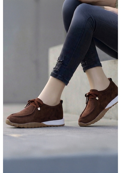 Tw Tonny White New York 057 Kadın Renkli Tabanlı Sneaker Yürüyüş Ayakkabısı Kahverengi