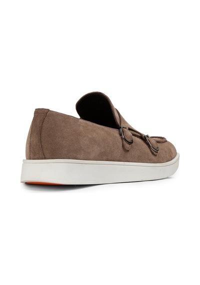 Deery Hakiki Süet Vizon Rengi Çift Tokalı Erkek Loafer - 01966mvznc01 Vizon