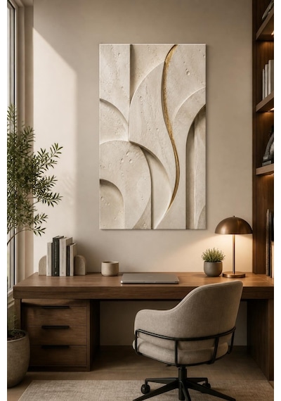 Minimalist Traverten Desenli Baskılı Cam Tablo Modern Lüks Duvar Dekoru