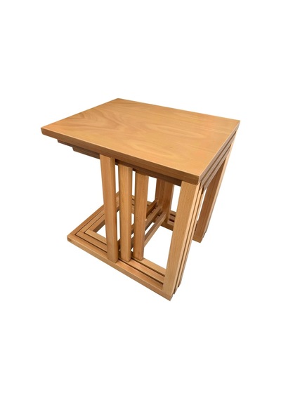 Riva 3'Lü C Zigon Sehpa-Naturel-Tamamı Ahşap