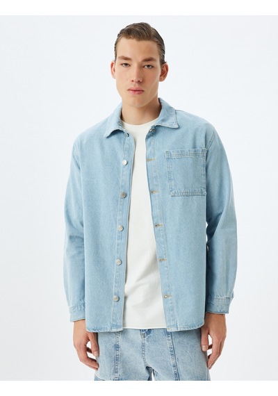 Koton Kot Gömlek Ceket Oversize Cep Detaylı Pamuklu Açık İndigo 5wam50002ıd Açık İndigo Koton Kot Gömlek Ceket Oversize Cep Detaylı Pamuklu Açık İndigo 5wam50002ıd Açık İndigo