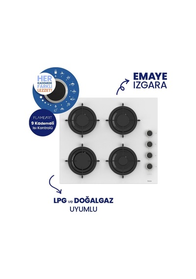 Afm Tech & Ferre Markalı FM7701 - CS206-FA - FM3301 Edit Turbolu Dijital Beyaz Cam Ankastre Set