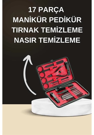 Elektrikli Manikür Pedikür Seti İkili Set 17 Parça Tırnak Bakımı Nasır Temizleme Tırnak Şekillendirme 51801175