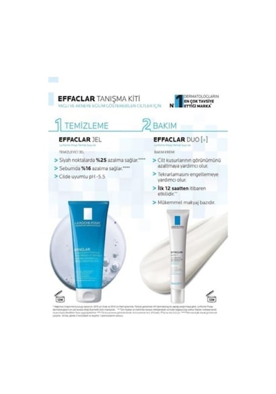 La Roche Posay Effaclar Temizleme Jeli 2 x 50 ML + Effaclar Duo Bakım Kremi 2 x 15 ML