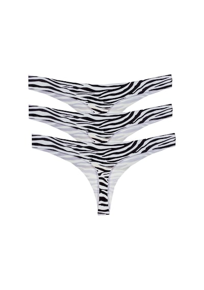 Vanilya Secret Lazer Tanga Leopar Desenli 3'lü Paket Koyu Beyaz