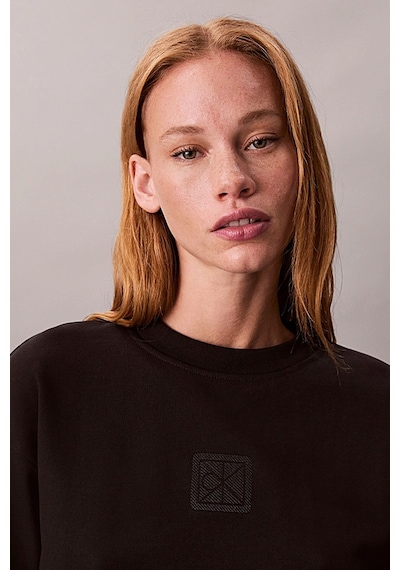 Calvin Klein Kadın Regular Kalıp Bisiklet Yaka Sweatshirt - Siyah Black