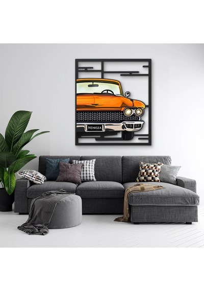 Turuncu Klasik Amerikan Otomobili - Metal Tablo - Dec0316 84 X 95 Cm Çok Renkli