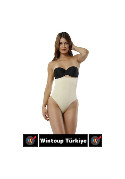 Özel Üretim İz İç Göstermez Kaymaz Sıkılaştırıcı Toparlayıcı Yüksek Bel String Korse Bej