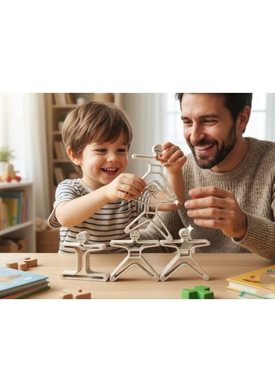 Akrobat Denge Oyunu - Montessori Eğitici Koordinasyon Geliştirici Oyuncak Kulesi Seti - Beyaz