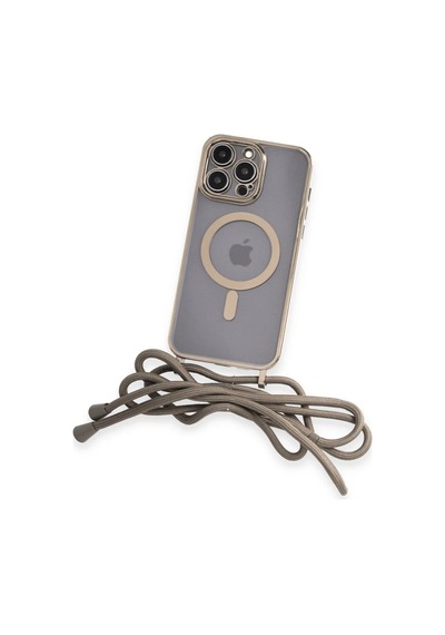 Apple İphone 12 Pro Max Kılıf Divo Lazer Askılı Magsafe Kapak - Gold 0.2M-Çok Renkli
