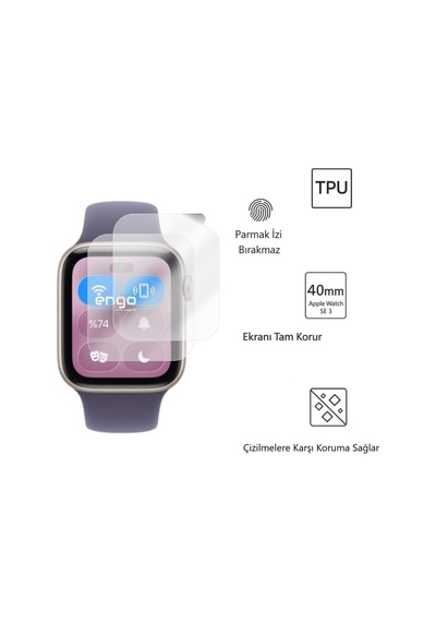Apple Watch Se 3 44mm İle Uyumlu Ekran Koruyucu, Tam Kaplayan Akıllı Saat Koruması, Çizilmeye Dayanıklı Tpu Koruma 2 Adet, Hd Şeffaf Çok Renkli