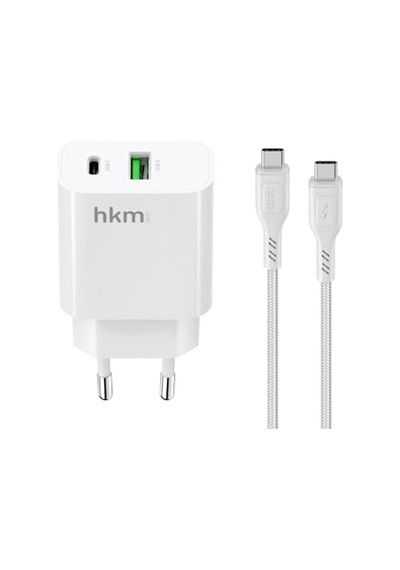 Bolt Duo 20w Usb-a Ve Type-c Çift Portlu Hızlı Şarj Aleti, Type-c Kablo Ve Adaptör Seti, Beyaz Çok Renkli