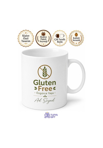 Gluten Free Temalı Glütensiz Kupa Bardak Özel Tasarım Hediye Tupya2979 Beyaz / Çok Renkli