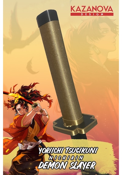 Kazanova Design Yoriichi Tsugikuni Katlanabilir Katana Figür 98 Cm Demon Slayer Anime Cosplay