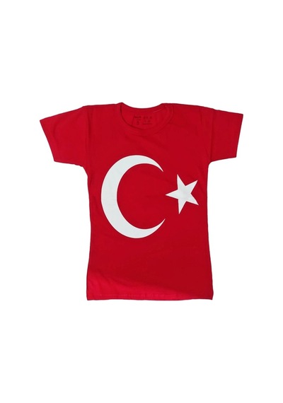 Limmy Türk Bayraklı Tişört Pamuklu Kırmızı Çocuk T-shirt- 7 Yaş Kırmızı