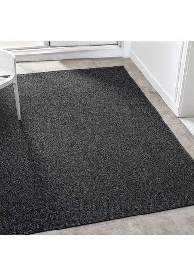 Antrasit Siyah Dokuma Görünümlü Modern Halı - L662anbo