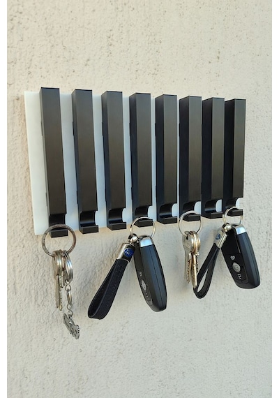 Anahtarlık Askısı 13 X 24 Cm 8 Adet Anahtarlık Asılabilir İşyeri Beyaz