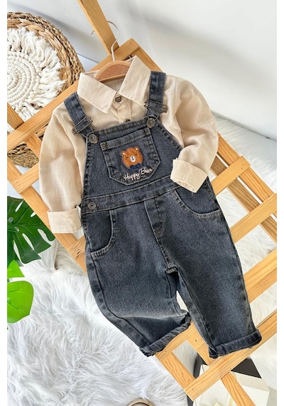 Miniğimin Cicileri Happy Bear İşleme Detaylı Erkek Bebek Salo... Siyah